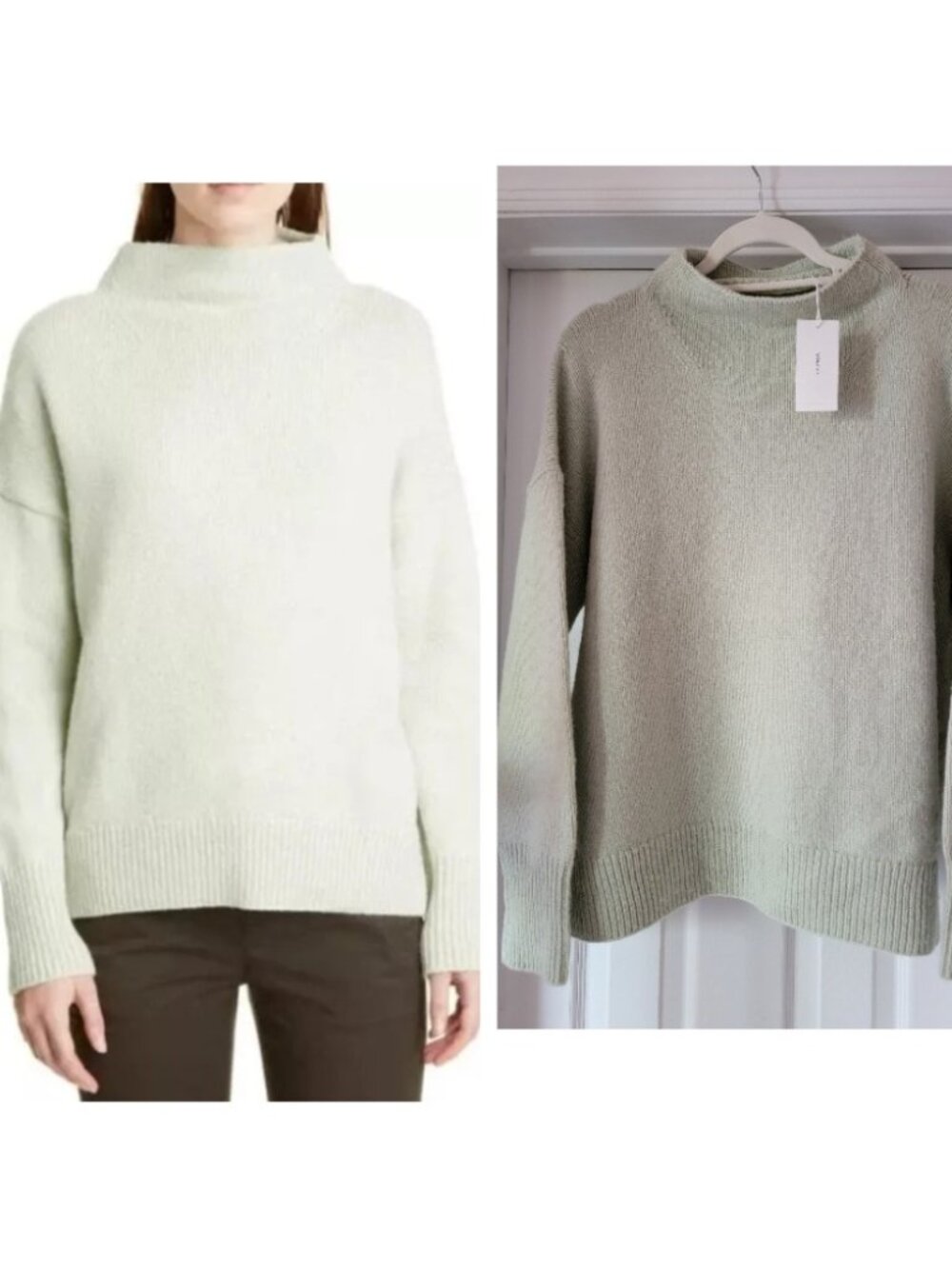 Vince Marbled Funnel Neck Wool Blend Sweater, Size L, NWT